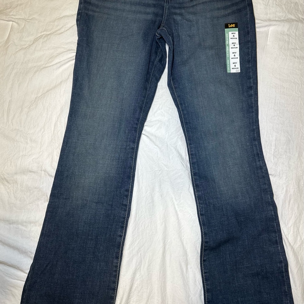 Lee Blue Straight Leg Jeans with Contrast Stitching - Picture 4 of 5